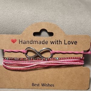 Pink and Silver Infinity Bracelet Set